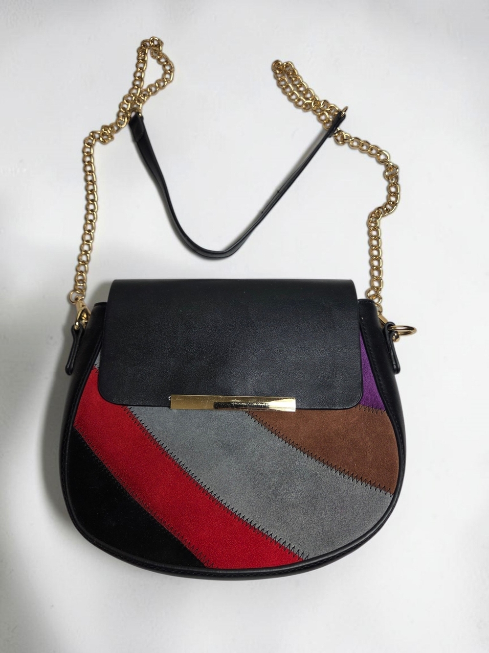 Madison West Black Round Leather Crossbody Bag